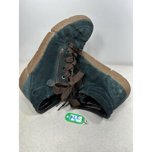 Ara Women's High Top Sneakers US 6 Green Leather Suede Lace Up Shoes